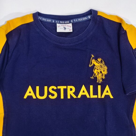 U.S. Polo Assn. Australia polo shirt blue yellow boys size 12 - Picture 2 of 11